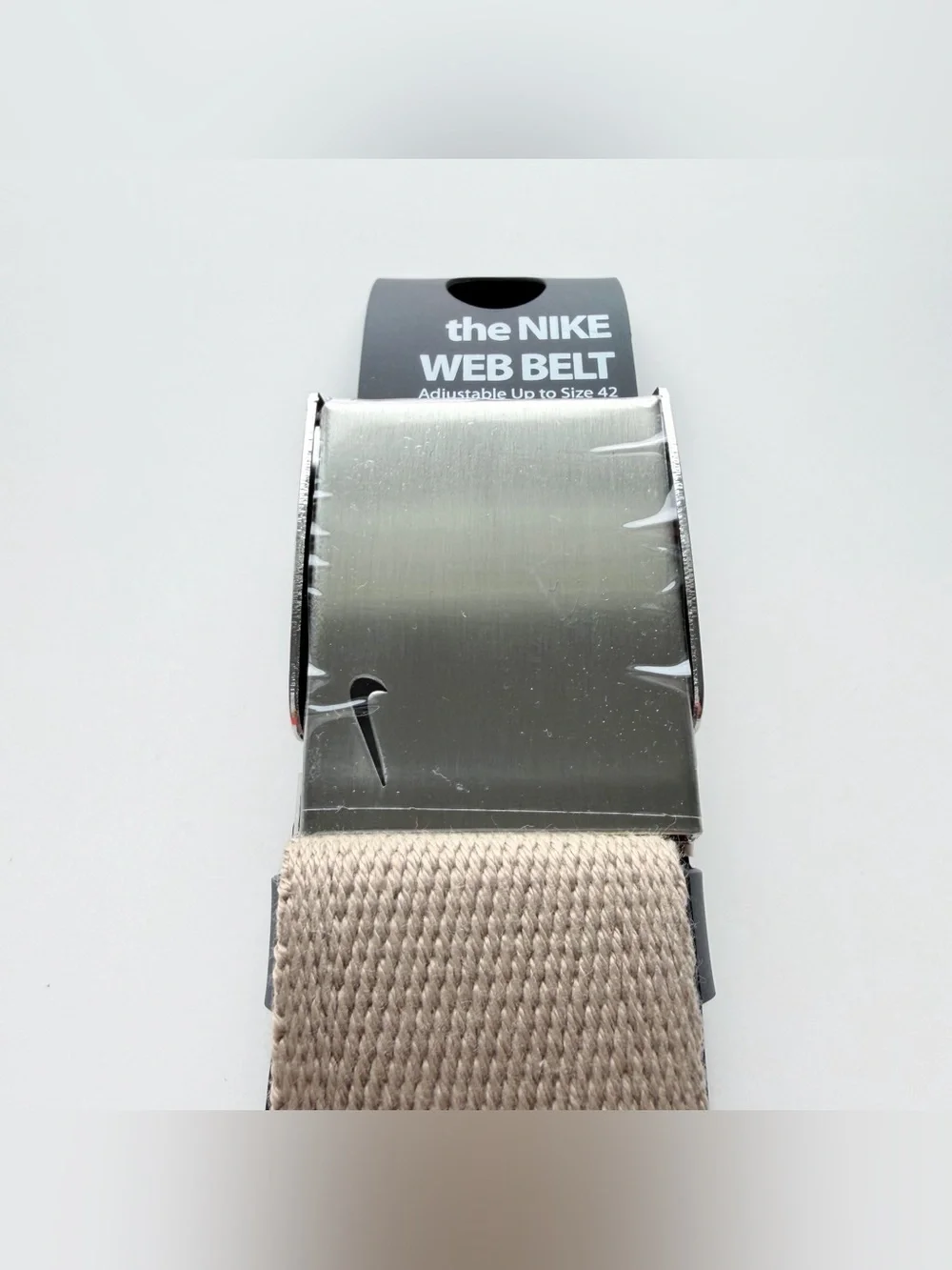 Nike Golf Web Belt Tan Silver Neutral Mens Golfing Adjustable